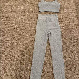 Abercrombie & Fitch Light Gray Ribbed Knit Top Leggings Set